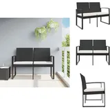 Gartenbank 2-sitzer Mit Kissen Schwarz Pp-rattan - Gartenbank - Outdoor Möbel - Gartenmöbel - Balkonmöbel - Esszimmergarnitur