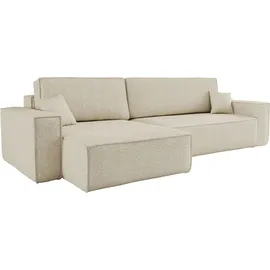 kaiser möbel Ecksofa mit schlaffunktion und bettkasten, Eckcouch BEST XL stoff Quelle Ecru Links - Creme