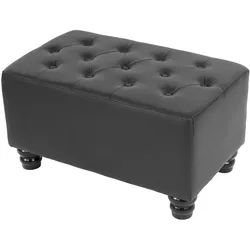 Luxus Ottomane Sitzhocker Chesterfield Edinburgh Kunstleder ~ runde Füße, schwarz