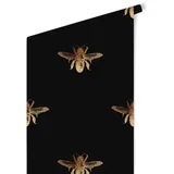 wall-art K&L Wall Art Vliestapete »Vintage Vliestapete«, Biene Retro Schwarz Gold, mehrfarbig, matt - bunt