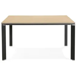 Kadima Design Konferenztisch quadratisch zeitlos  140x140 cm  Chrom-Details  Großflächiger Arbeitstisch  Beige-Schwarz