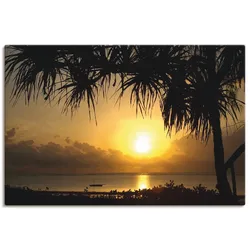 Leinwandbild ARTLAND "Sonnenaufgang", orange (farbe bild(er): orange), B:90cm H:60cm T:1,8cm, Canvas, Leinwand, Bilder, auf Keilrahmen gespannt