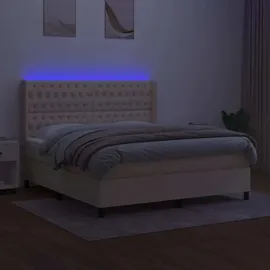 vidaXL Boxspringbett mit Matratze & LED Creme 180x200 cm Stoff