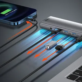 Baseus Metal Gleam USB-C 11 Ports), Dockingstation + USB Hub Grau