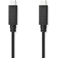 Nedis USB-Kabel | USB 3.2 Gen 2 | USB-Typ-C TM Stecker | USB-Typ-C TM Stecker | 10 Gbps | 100 W | Vernickelt | 1.00 m | rund | PVC | Schwarz