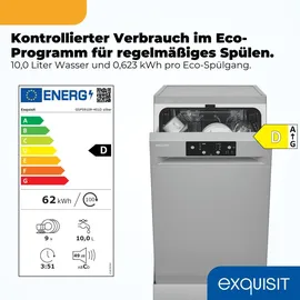 Exquisit GSP59109-451D Unterbau-Geschirrspüler (freistehend, 598 mm, Silber)