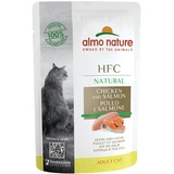 Almo Nature HFC Natural Katzenfutter nass - mit Huhn und Lachs, 24er Pack (24 x 55 g)