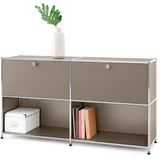 Tchibo - Sideboard Metall »Cn3« mit 2 versetzbaren Klappenfächern - 152x40x82,5cm - taupe -