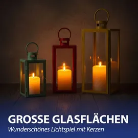 Cepewa Laterne 3er Set Metall Glas Grün/Orange/Gelb
