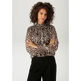 Aniston CASUAL Chiffonbluse im Leo-Druck mit goldfarbenen Glitzerstreifen beige|braun|goldfarben|schwarz 46 EU