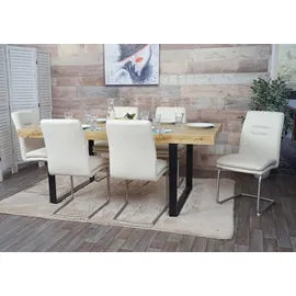 chefgastro Esszimmerstuhl Stoff gebürstet Creme-Beige 6er Set