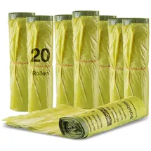 BigDean 20 Rollen Gelber Sack, Gelbe Säcke 90 Liter HDPE Gelb 13 Stück pro Rolle, insgesamt 260 Stück - ca. 60x87 cm plus 5 cm Umschlag 15my - Gelb/Schwarz