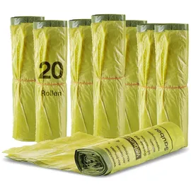 BigDean 20 Rollen Gelber Sack, Gelbe Säcke 90 Liter HDPE Gelb 13 Stück pro Rolle, insgesamt 260 Stück - ca. 60x87 cm plus 5 cm Umschlag 15my - Gelb/Schwarz