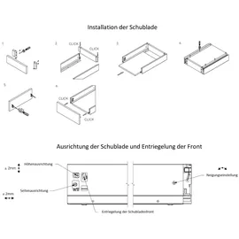 MS Beschläge Schubladensystem Weiß Soft Close 300mm 86mm