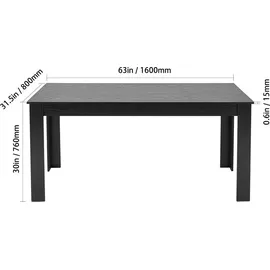 Vevor Küchentisch 80,01 x 76,2 x 160 cm braun/schwarz