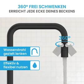 Bächlein Universal Wasserhahn-Aufsatz in Matt Schwarz mit zwei Strahlarten - Drehbarer Wasserhahn-Luftsprudler für Küchenarmaturen