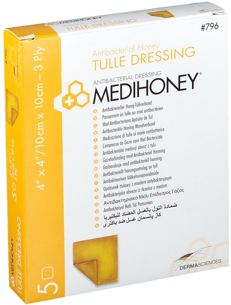 Medihoney® Antibakterieller Honig-Tüllverband 10 x 10 cm