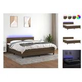 vidaXL Boxspringbett mit Matratze & LED Dunkelbraun 180x200 cm Stoff