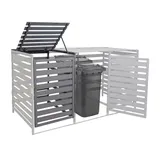 Mendler XL 1er-/2er-Mülltonnenverkleidung Erweiterung HWC-H62, Mülltonnenbox, 114x67x97cm Massiv-Holz ~ hellgrau