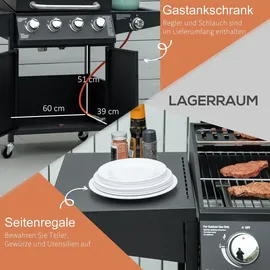 Outsunny Gasgrill Grillwagen 132,4 x 55 x 109 cm Schwarz
