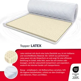 Fdm Matratzentopper Latex MAX Matratze Topper 80x200 cm Matratzenauflage mit Höhe 4 cm Allergiker Geeignet Öko-Tex Weiß