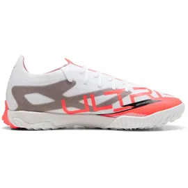 Puma Ultra 5 Match TT Fussballschuh, White Black-Glowing RED, 39 EU