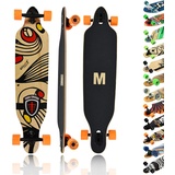 MAXOfit Longboard Tres Cruces No. 417 - Drop Through Board mit robustem Deck und mittelweichen Rollen - Drop Through Achsen und CutOuts für tieferen Schwerpunkt