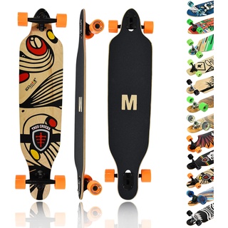 MAXOfit Longboard Tres Cruces No. 417 - Drop Through Board mit robustem Deck und mittelweichen Rollen - Drop Through Achsen und Cutouts für tieferen Schwerpunkt