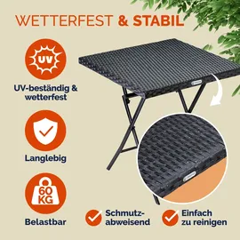 CASARIA Klapptisch 65 x 65 x 73 cm Schwarz