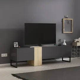 moebel17 TV-Lowboard 9161 157x45x37 cm Anthrazit/Beige Metall/Melamin/Holzwerkstoff