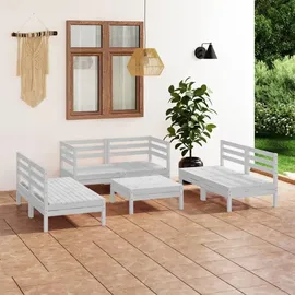 vidaXL Garten-Lounge-Set 7-tlg. weiß Kiefer