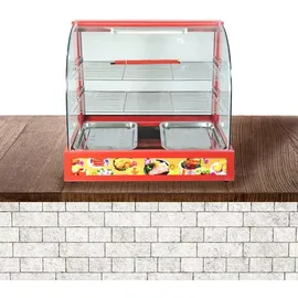MONSTER SHOP KuKoo Aufsatzvitrine Heiße Theke Warmhaltevitrine Vitrine Warmhaltetheke Warmhaltevitrine Heißtheke Wärmevitrine Speisevitrine Rot 60cm 1200W - Rot