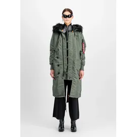 Alpha Industries Long Fishtail Jacke - Vintage Green - XS