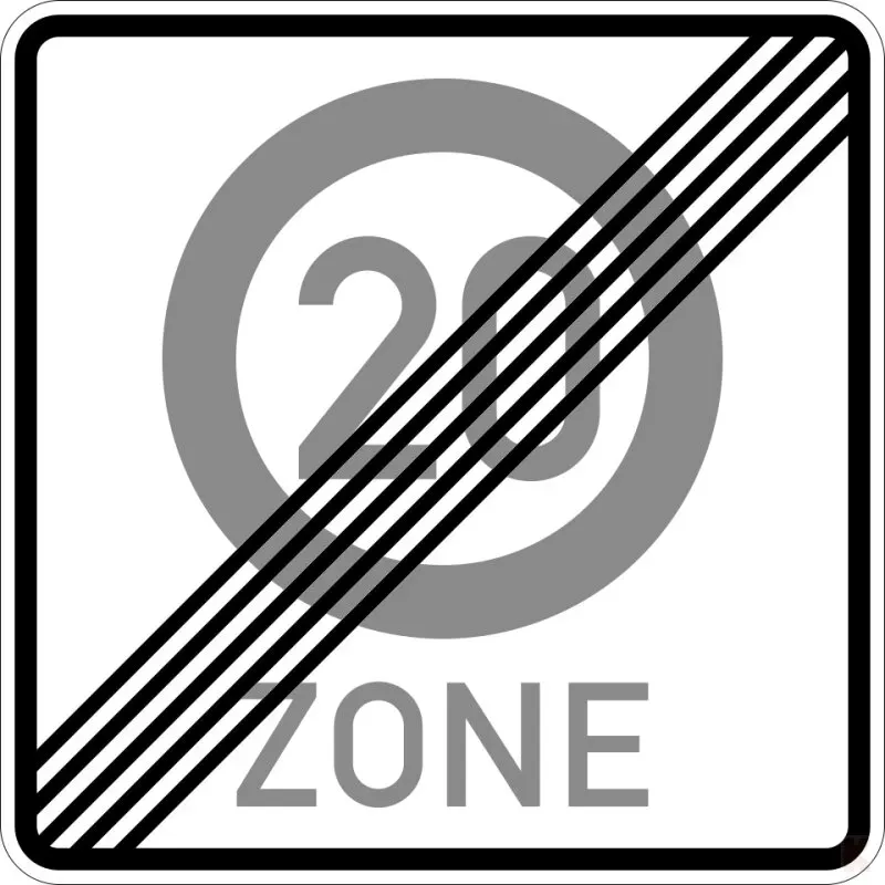 Klemos 2x2 – Verkehrszeichen 20 Zone Ende 274.2-20