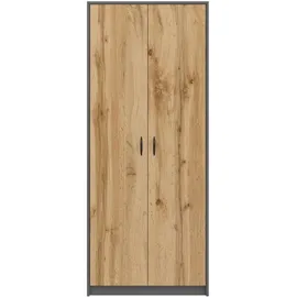 home collective Kleiderschrank Mehrzweckschrank Regal 74cm breit 180cm hoch mit sechs Einlegeböden und Extra-Fach, Haushaltsschrank in grau - Grau