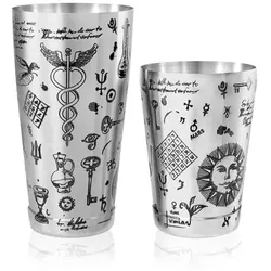 Tin-in-Tin Cocktail Shaker - Kenko Tattoo / Alchemy verziert - Alchemy - Verziert
