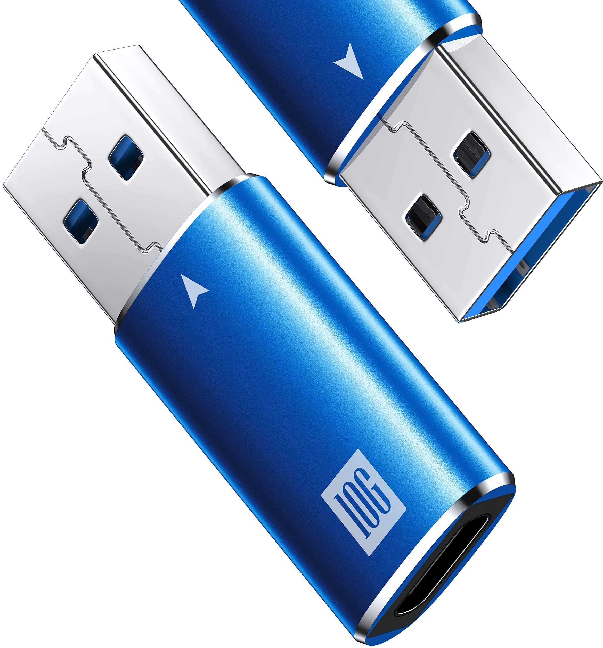 [10Gbps] USB C Buchse zu USB Stecker Adapter 2 Pack, USB 3.1 A zu USB C Adapter SuperSpeed Data Sync. Kompatibel mit iPhone 12 Mini/12 Pro Max, Typ-C Kopfhörer, Power Bank, Quest Link- Blau