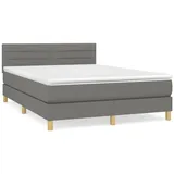 vidaXL Boxspringbett mit Matratze Dunkelgrau 140x200 cm Stoff