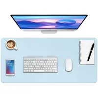 Boutilon Schreibtischunterlage aus Leder, rutschfestes Mauspad, Laptop-Schreibtischunterlage, Büro-Mauspad, wasserdicht, Leder-Schreibtischunterlage für Büro und Zuhause (XL, Hellblau, 90 x 40 cm)