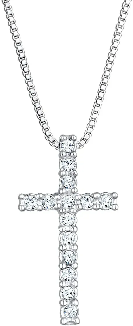 KUZZOI Herren Kreuz Kristalle Religion 925 Silber Herrenschmuck   