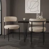 2er Set Esszimmerstühle Wohnzimmerstühle Küchenstühle Rückenlehne Stoff Braun