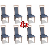 JVmoebel Stuhl, Esszimmer Textil Stoff Set 8x Design Stuhl Holz Lehnstuhl Garnitur Stühle Gastro blau