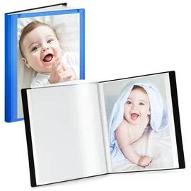cranbury Kleines Bilderbuch für 10,2 x 15,2 cm große Fotos – (blau, 2erPack), 15,2 x 10,2 cm große PortfolioBinder mit anpassbarem Deckel, Scrapbook für Kunstwerke, 24 Seiten für 48 Bilder,
