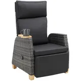 Tectake tectake® Rattansessel, mit Aluminiumgestell, verstellbare Rückenlehne und Fußablage, dicke Polsterung, 68,5 x 67 - 128 x 87 - 104 cm