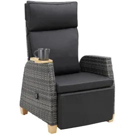 Tectake tectake® Rattansessel, mit Aluminiumgestell, verstellbare Rückenlehne und Fußablage, dicke Polsterung, 68,5 x 67 - 128 x 87 - 104 cm