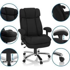HJH Office Bürostuhl BUILDER XXL I Stoff Chefsessel bis 180kg belastbar, hohe Rückenlehne, Schwarz