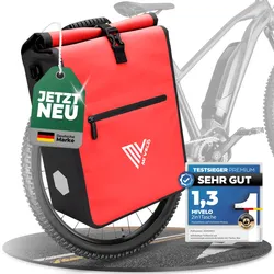 2in1 Fahrradtasche für Gepäckträger wasserdicht 25L "Max" - Rot - Bestseller,Neu,oft gekauft