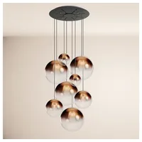 S.luce Pendelleuchte Orb Galerielampe 8-flammig Modular Kupfer Verlauf, Schwarz