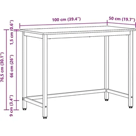 vidaXL Tisch Schwarz Eichen-Optik 100 x 50 x 76,5 cm