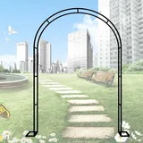Große Torbogen Rosenbogen Aus Metall,Breite 120cm/140cm/180cm/240cm/300cm/350cm, Rosenbogen Holz wetterfest,für Rosen Blumen im Garten Terrasse/Kletterpflanze, mit Basis,Schwarz,180x220x40CM